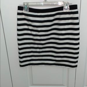 Black and white striped mini skirt